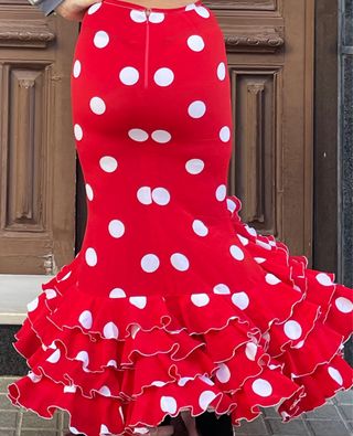 Falda de flamenca roja elástica T.38-40