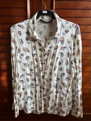 Camisa Zara Estampado Búhos Talla M