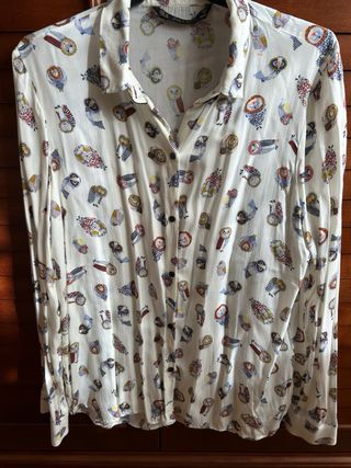 Camisa Zara Estampado Búhos Talla M