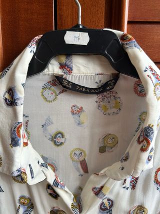 Camisa Zara Estampado Búhos Talla M
