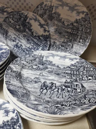 Vajilla Ceraminter Vintage Azul y Blanco