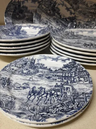 Vajilla Ceraminter Vintage Azul y Blanco