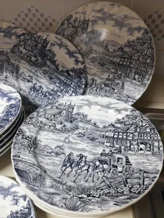 Vajilla Ceraminter Vintage Azul y Blanco