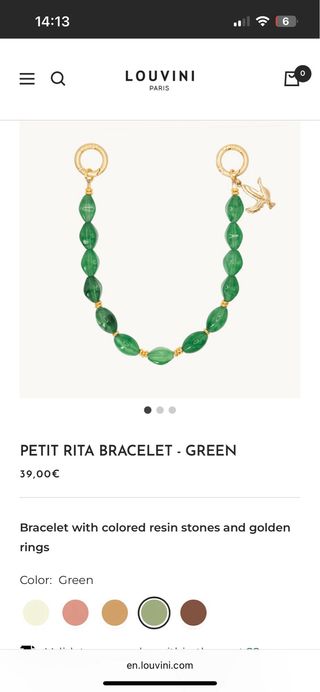 Cadena del movil Louvini Paris Verde y Dorada