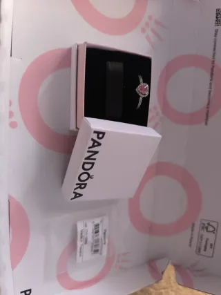 Anillo Pandora Corazón Rosa y Plata Nuevo