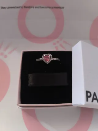Anillo Pandora Corazón Rosa y Plata Nuevo