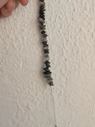 Pulsera Cuarzo con Tourmalina chips Ajustable