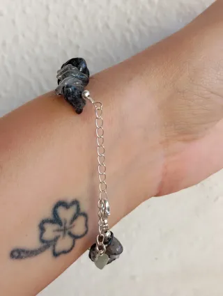 Pulsera Cuarzo con Tourmalina chips Ajustable