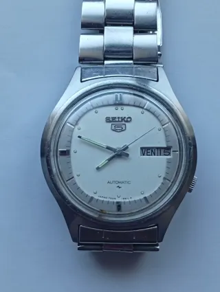 Reloj Seiko 5 Automático Plata Blanco