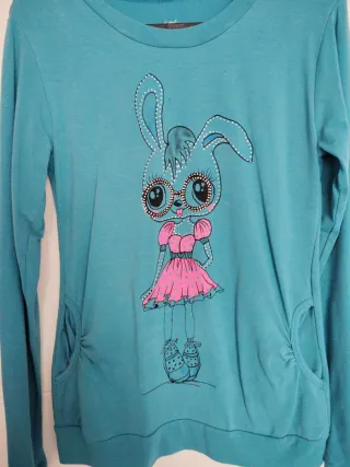 Camiseta manga larga con dibujo de conejo