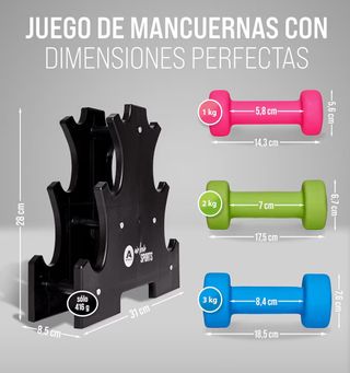 Set Mancuernas Apollo Colores 3K 2K 1K Poco Uso
