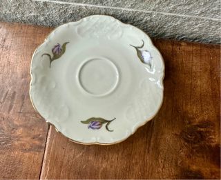 Taza de porcelana bávaria  con tulipanes