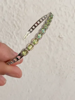 Brazalete pulsera de 10 piezas de peridoto natural