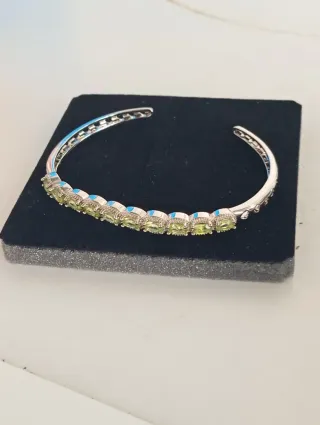 Brazalete pulsera de 10 piezas de peridoto natural