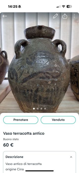 Vaso Antico Cinese Beige/Marrone