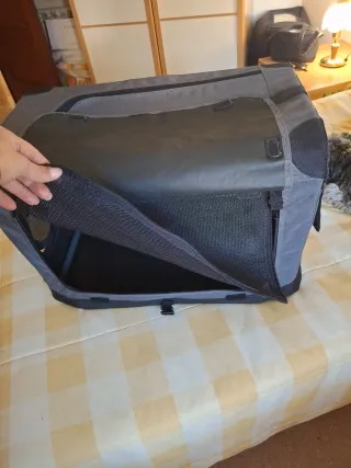 Transportín para perro gris