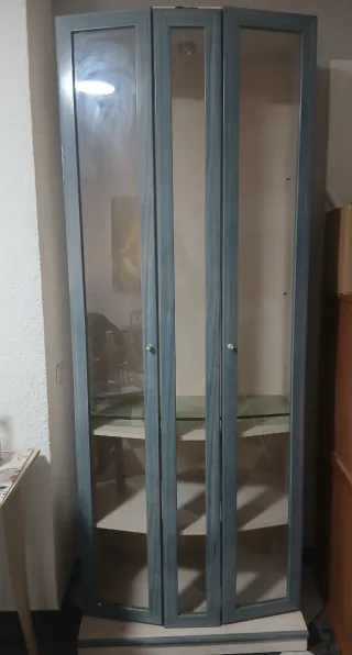 Vitrina expositora de madera y cristal