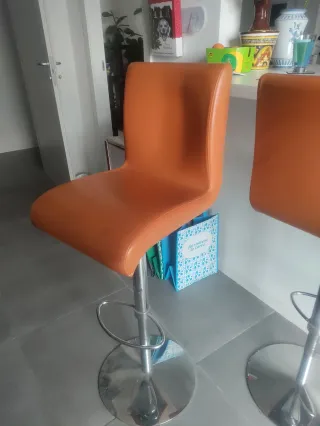 3 Sgabelli Alti Pelle Made In Italy