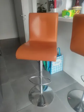 3 Sgabelli Alti Pelle Made In Italy