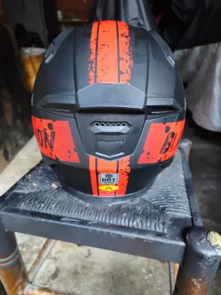 Casco Moto desmontable Talla M Negro/Rojo