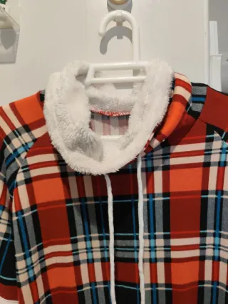 Vestido tipo sudadera cuadros forro polar cuello