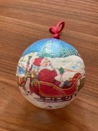 Pallina Natale Vintage Carta Babbo Natale Slitta