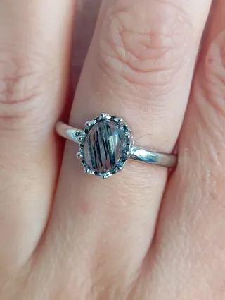 Anillo Cuarzo Rutilado Tourmalina alpaca plata 925