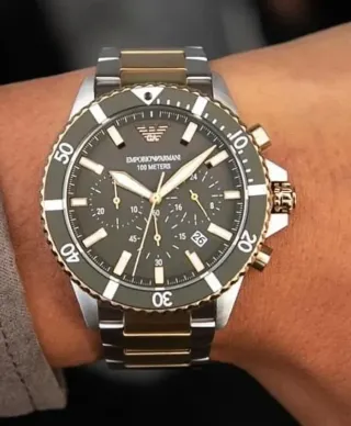 Orologio Emporio Armani Uomo Nero Oro Cronografo