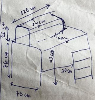 Escritorio con cajonera y estante