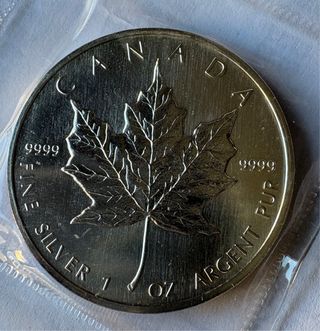 5 Dollari Canadesi Oncia Argento Puro 1994