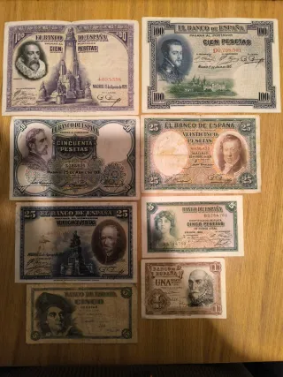Lote de billetes españoles antiguos