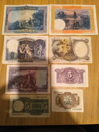 Lote de billetes españoles antiguos