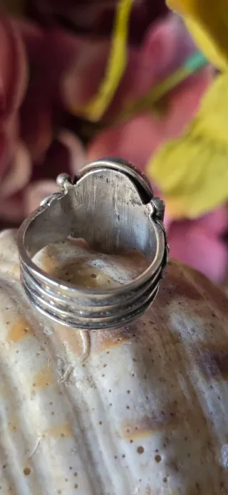 Anillo Sello Plata y Onix Antiguo