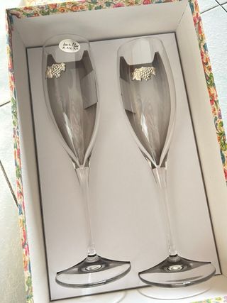 Set 2 Calici Champagne Vetro e Metallo