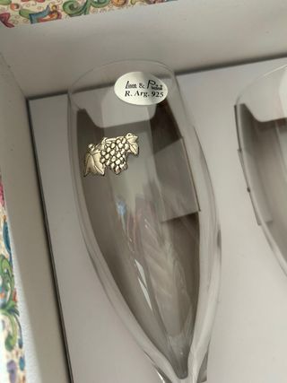 Set 2 Calici Champagne Vetro e Metallo