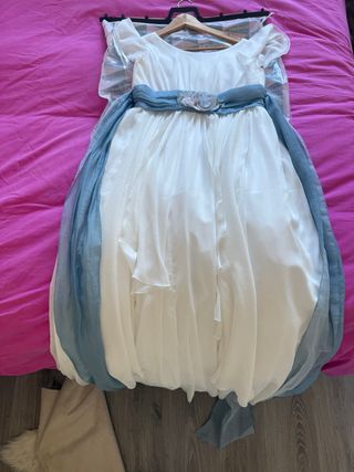 Vestido de comunión blanco y azul