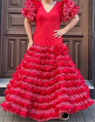 Traje de Flamenca Rojo Talla 40-42