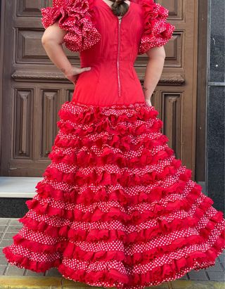 Traje de Flamenca Rojo Talla 40-42