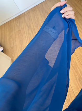 Vestido fiesta corto asimétrico azul