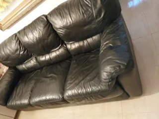 Sofá de piel negro 2,10m