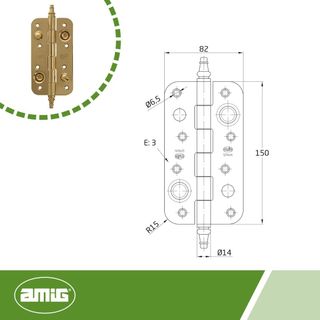 Amig - Bisagra de Seguridad - 150 x 82 x 3 mm - Ca