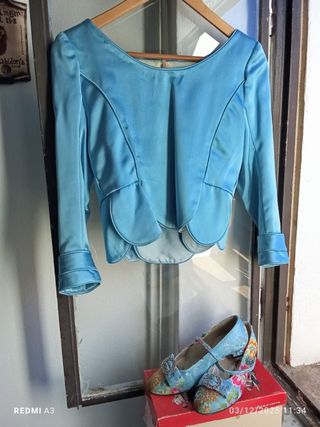 Corpiño fallera azul y zapatos talla 37