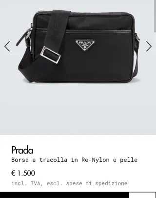 Borsa a tracolla Prada unisex nera
