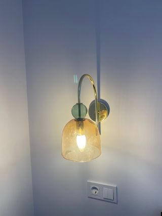 2 Apliques de Pared Dorados con Cristal