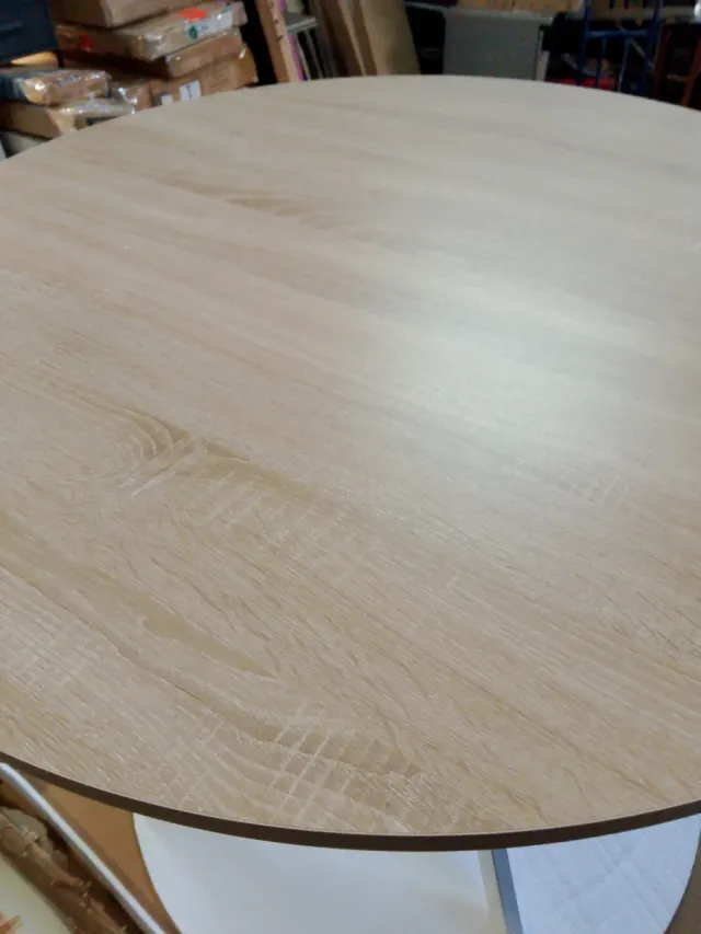 Mesa comedor redonda madera y metal