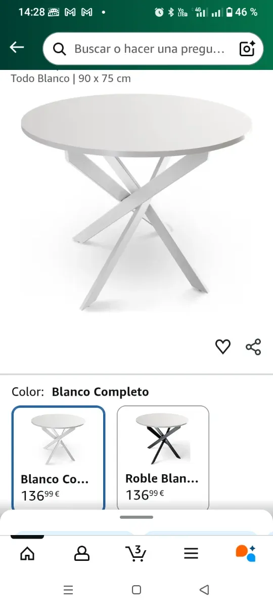 Mesa comedor redonda madera y metal