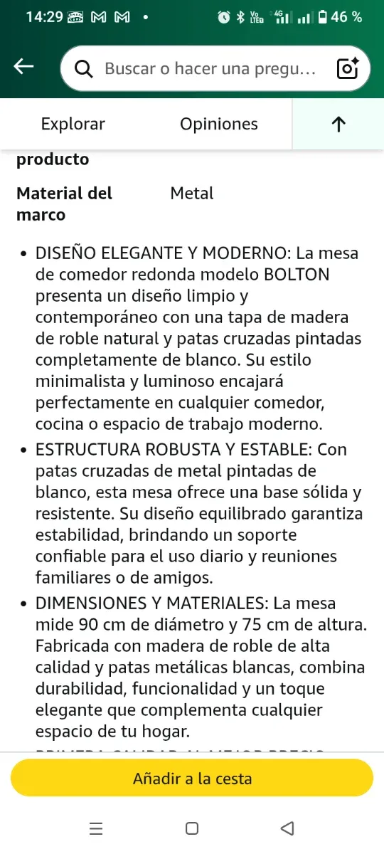 Mesa comedor redonda madera y metal