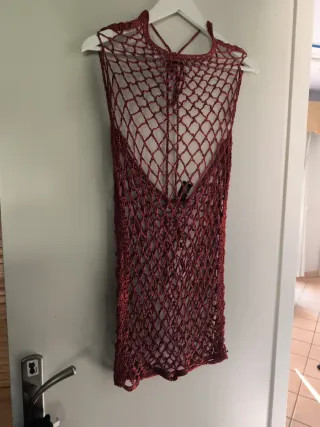 Vestido de malla color teja