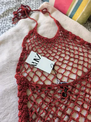 Vestido de malla color teja