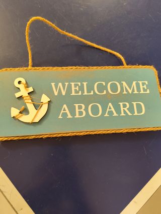 Cartel Welcome Aboard náutico